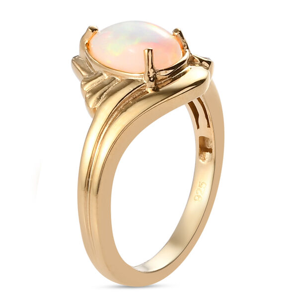 Natürlicher Äthiopischer Opal und Diamant Ring 925 Silber vergoldet  ca. 0,90 ct image number 5