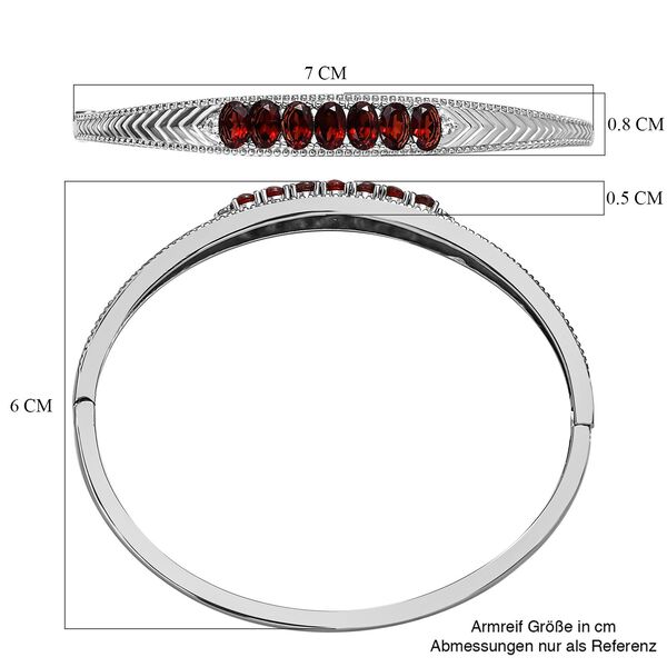 Mosambik Granat, Weißer Zirkon Armreif ca. 18 cm Edelstahl ca. 4,05 ct. image number 6
