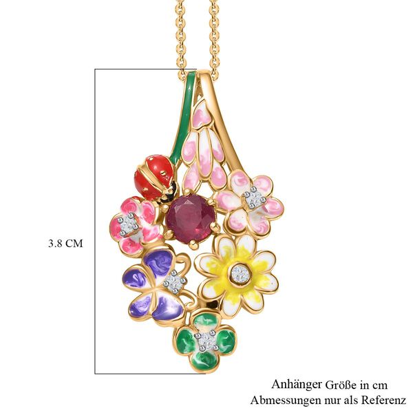 GP Italian Garden Kolelktion - AA afrikanischer Rubin , Zirkon und blauer Saphir-Anhänger mit 45cm Kette - 1,57 ct. image number 7