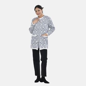 Winteroutfit Pullover mit 2 Seitentaschen, Einheitsgröße, 110x82cm, blau-weiß gestreift