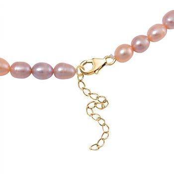 Mehrfarbige S&uuml;&szlig;wasser Perle (6-10 mm) Halskette ca. 45 cm 925 Silber vergoldet