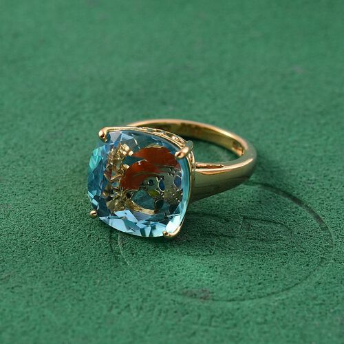 Himmelblauer Topas, Kanchanaburi Blauer Saphir Ring 925 Silber 750 Gelbgold Vermeil (Größe 17.00) ca. 13,56 ct image number 1