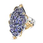 Tansanit Ring 925 Silber Zweifarbige Beschichtung (Gr&ouml;&szlig;e 20.00) ca. 4,33 ct