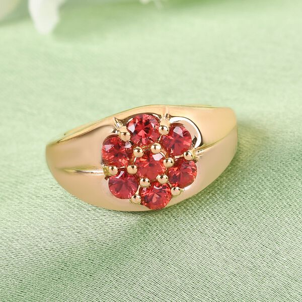 Roter Saphir Ring 925 Silber 585 Vergoldet image number 2