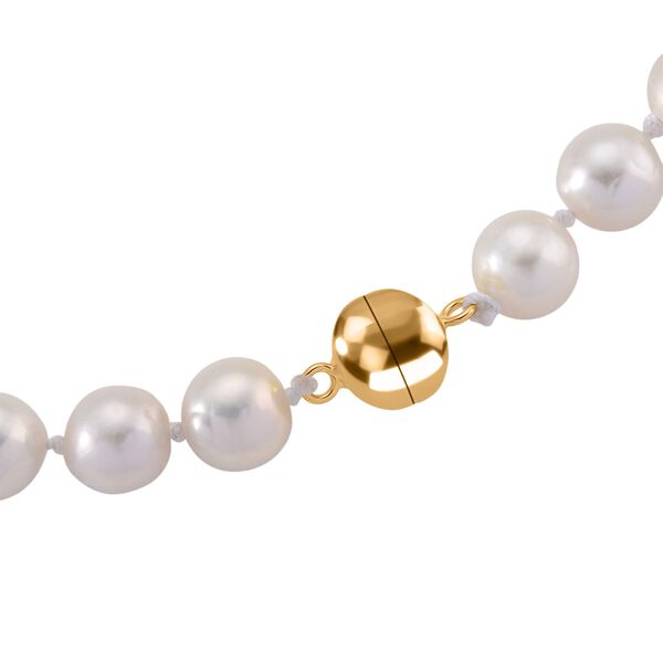 D'Joy Weiße Edison Perle (9-11 mm) Halskette ca. 50 cm 925 Silber vergoldet image number 5