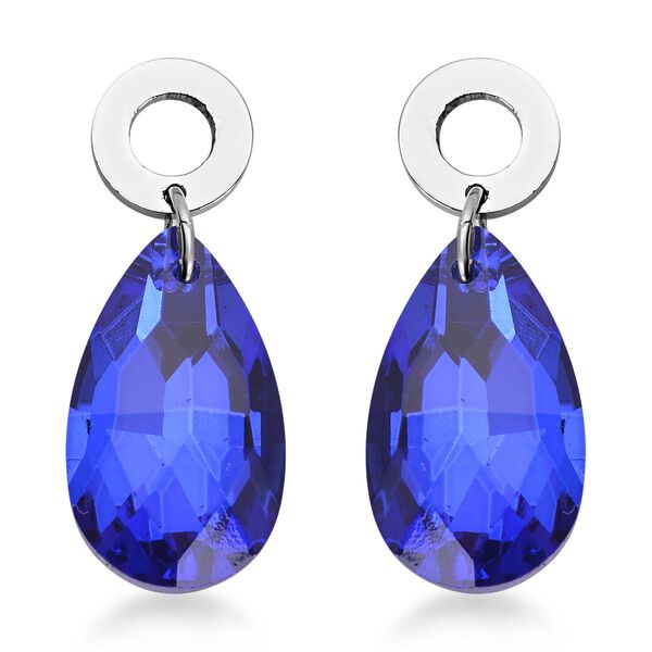 Blaue Glas-Ohrringe und Anh&auml;nger mit Kette, Edelstahl image number 5