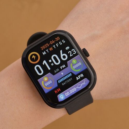 G21 Smartwatch, 2.01 Zoll HD Display, Herzfrequenz-, Blutdruck- und Blutsauerstoffmessung, Schwarzes Silikonarmband image number 1