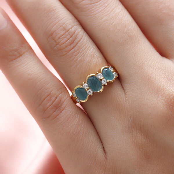 Grandidierit und Zirkon-Ring, 925 Silber vergoldet  ca. 1,43 ct image number 3