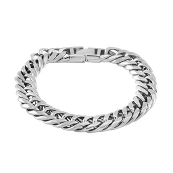 Panzerarmband, Hochglanzpoliert, Reiner Edelstahl, Silberfarben, ca. 21 cm ca. 43,00g