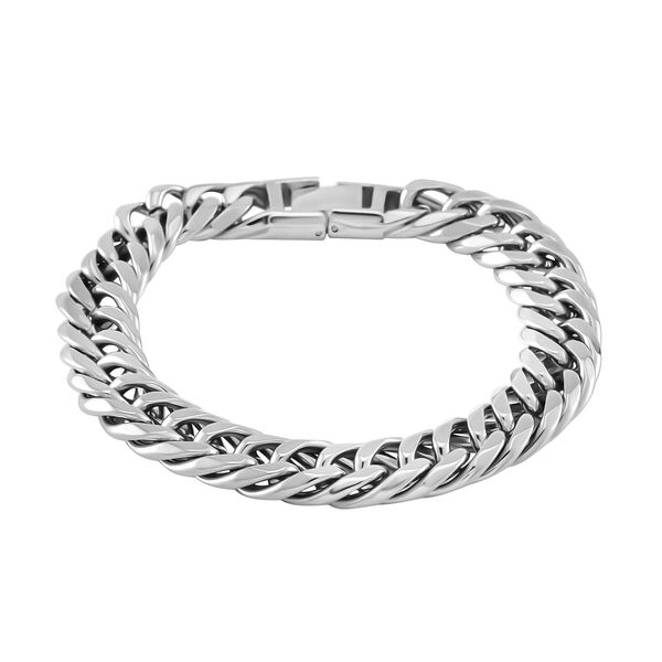 Panzerarmband, Hochglanzpoliert, Reiner Edelstahl, Silberfarben, ca. 21 cm ca. 43,00g image number 2