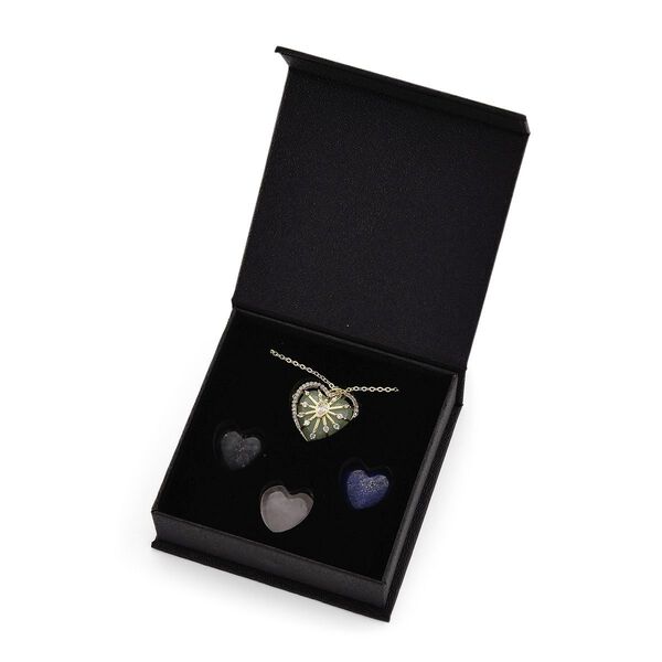 Herz Anh&auml;nger mit wechselbaren Edelsteinen und Kette, ca. 50 cm + 5 cm Extender, Nickelfreies Messing, Goldfarben image number 9