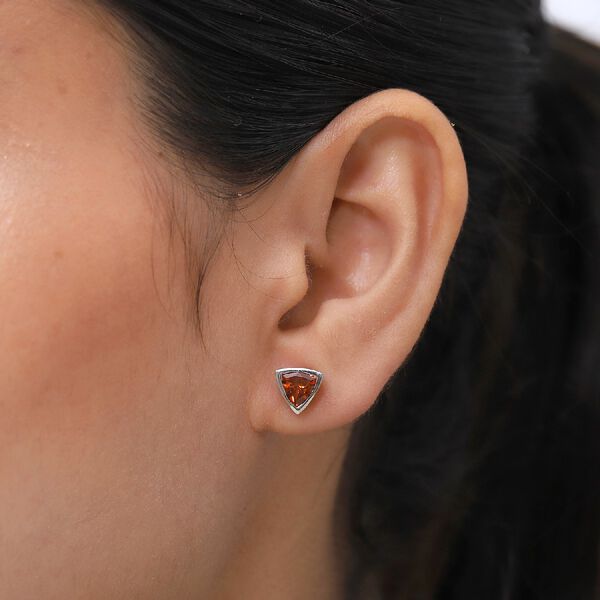 Madeira Citrine Trillion-Schliff Ohrstecker, 925 Silber platiniert ca. 1,16 ct image number 3