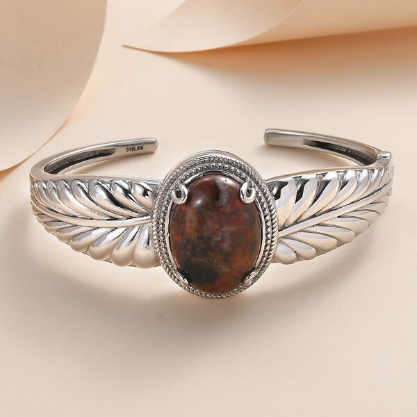 Porzellan Jaspis Armreif ca. 19 cm 316L Edelstahl ca. 25.27 ct image number 1