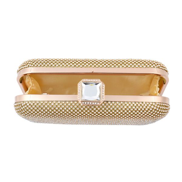 Moderne Clutch mit Kristallverzierung, 20x4x2 cm, Gold image number 6