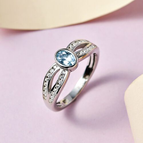 Espirito Santo Aquamarin Ring, 925 Silber platiniert, ca. 1,04 ct image number 1