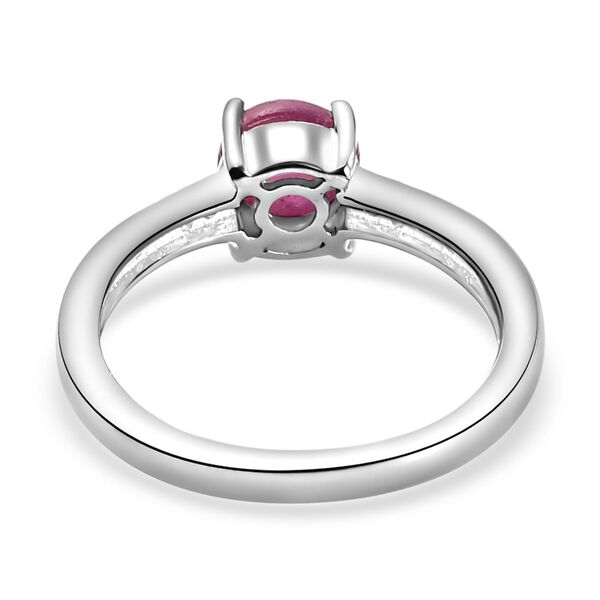 Sternrubin und wei&szlig;er Zirkon-Ring, 925 Silber platiniert  ca. 1,41 ct image number 6