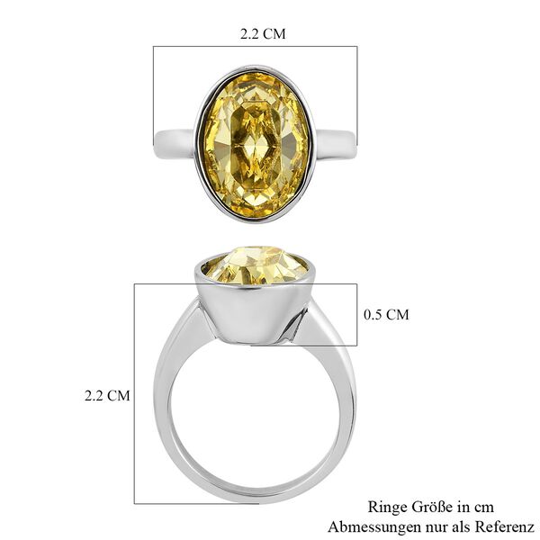 LUSTRO STELLA &Ouml;sterreichischer Jonquil Kristall Solit&auml;r Ring Edelstahl image number 6