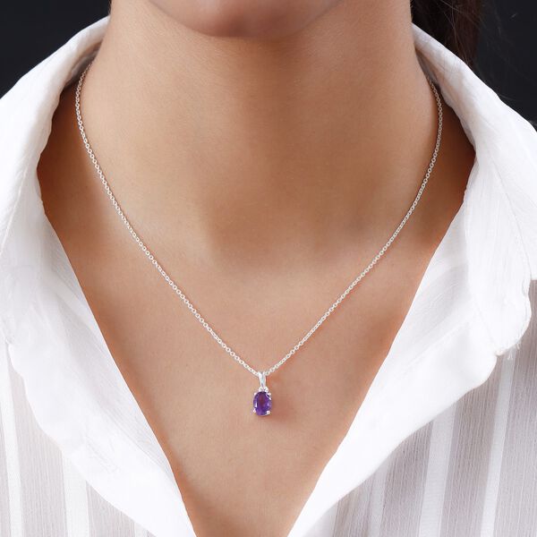 Afrikanischer Amethyst Solit&auml;r-Anh&auml;nger in Silber, 1,18 ct. image number 2