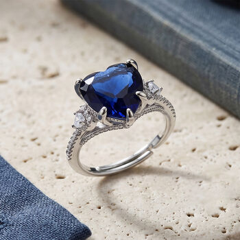 Blau Kristall und Wei&szlig;er Zirkonia Ring Nickelfreies Messing (Gr&ouml;&szlig;e 17.00) 1.01 ct