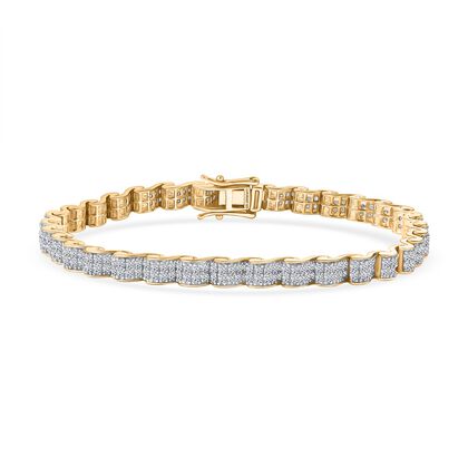 LUXURIANT DIAMOND - Lab Grown Diamant SI-GH SGL zertifiziert Armband ca. 19 cm 925 Silber 750 Gelbgold Vermeil ca. 4.50 ct