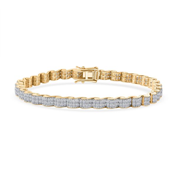 LUXURIANT SGL zertifiziertes SI-GH Labor Diamant 19cm Armband, 925 Silber 750 Gelbgold Vermeil - 4,50 ct.