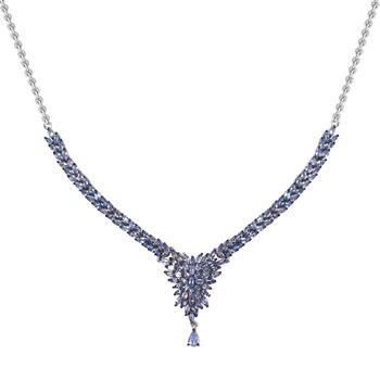 Tansanit Halskette, ca. 45 cm, 925 Silber platiniert ca. 10.35 ct