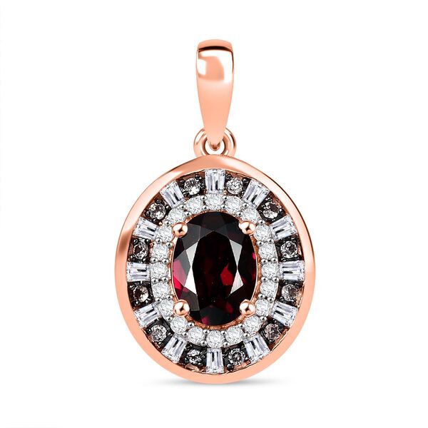 Rhodolith Granat, wei&szlig;er und Champagner Zirkon Anh&auml;nger - 2,28 ct.