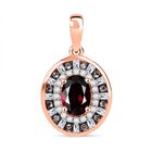 Rhodolith Granat, Weißer und Champagner Zirkon Anhänger 925 Silber 750 Roségold Vermeil ca. 2.28 ct