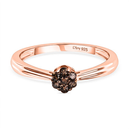 D'Joy Nat&uuml;rlicher Champagner Diamant Ring 925 Silber 750 Ros&eacute;gold Vermeil (Gr&ouml;&szlig;e 21.00) ca. 0.10 ct