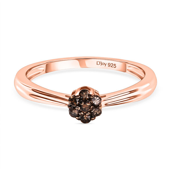 D'Joy Natürlicher Champagner Diamant Ring 925 Silber 750 Roségold Vermeil (Größe 21.00) ca. 0,11 ct image number 0