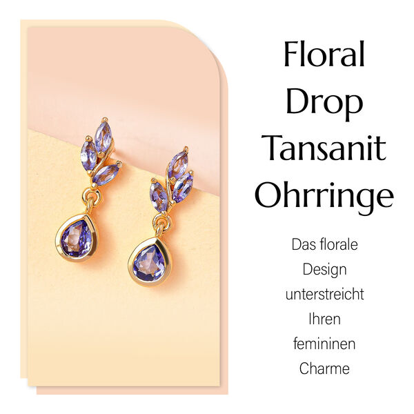 Floral Drop Tansanit Ohrringe - 1,02 ct. image number 7