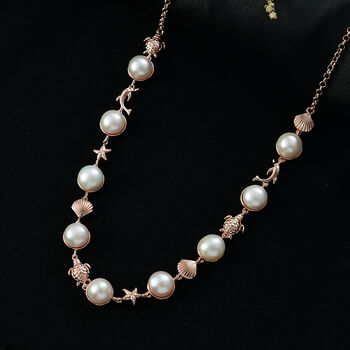 EVER TRUE S&uuml;&szlig;wasser Perle (9-9.5 mm) Halskette ca. 50 cm Nickelfreies Messing, Rosegoldfarben