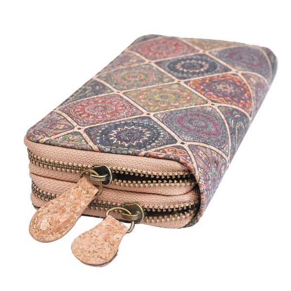 Kork Brieftasche mit RFID Schutz, Mandala Muster, Größe 19x4x10 cm, Khaki image number 4