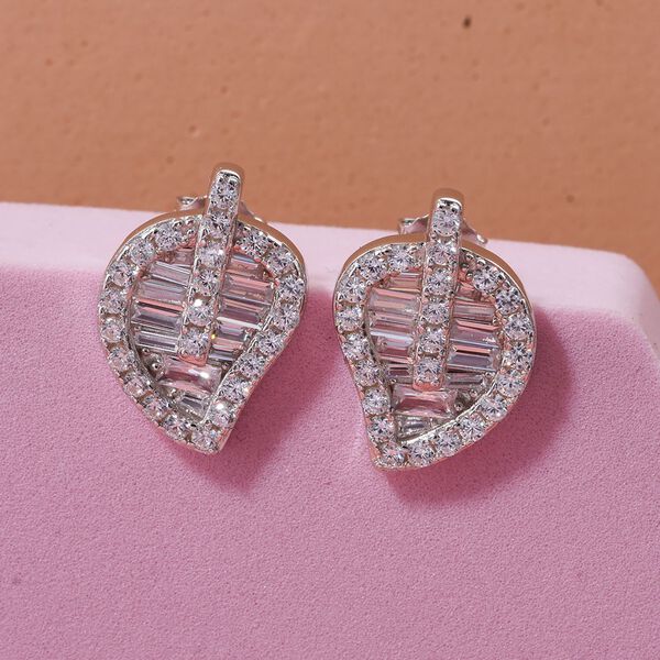 LUSTRO STELLA -  Wei&szlig;er Zirkonia Ohrringe 925 Silber rhodiniert image number 1