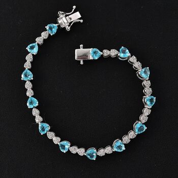 GP AA Blauer Apatit, Kanchanaburi Blauer Saphir Armband ca. 20 cm 925 Silber rhodiniert ca. 9.83 ct