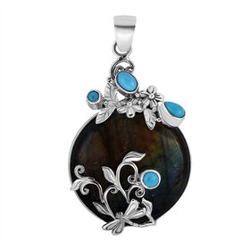 Royal Bali Kollektion - Labradorit und Sleeping Beauty Türkis Anhänger - 54,75 ct.