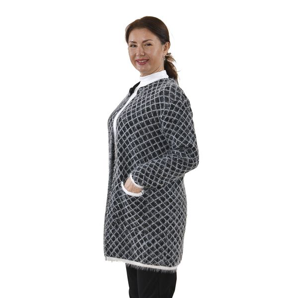 Kuschelig weicher und langer Cardigan mit Taschen, One Size, Karomuster image number 3