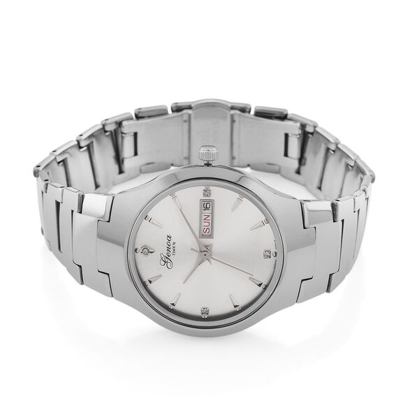 GENOA TIME V2 Uhr mit Japanischem VJ33 Quarzwerk, 36 mm, Zifferblatt mit Kristallen und Datumsanzeige, Armband aus Wolframstahl, 3 ATM wasserdicht image number 4