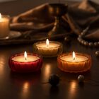 3er Set - Duftkerze Glass, je 50gr - 15 Std. Brenndauer - 3 ml Ätherische Öl, Erdbeere, Französischer Kaffee, Pfirsichblütenhonig