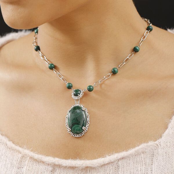 Malachit Halskette, 45 cm - 70,50 ct. image number 2