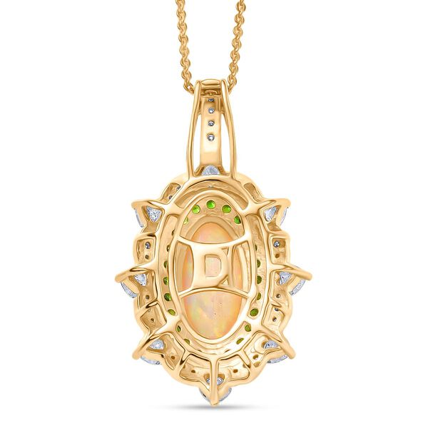 D'Joy AA natürlicher, äthiopischer Welo Opal, Chromdiopsid und Moissanit Anhänger mit 50cm Kette - 4,55 ct. image number 5