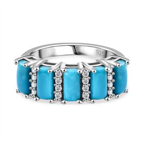 AA Sleeping Beauty Türkis und Zirkon Ring - 2,31 ct.
