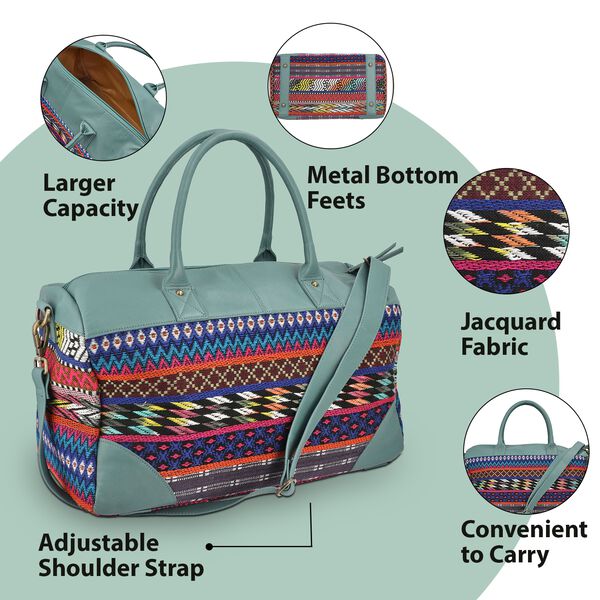 Stilvolle Weekender-Tasche mit handgewebtem Muster, Grün image number 4
