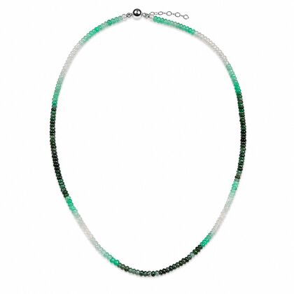 Smaragd Halskette ca. 43 cm + 5 cm extender 925 Silber Rhodiniert ca. 30.00 ct