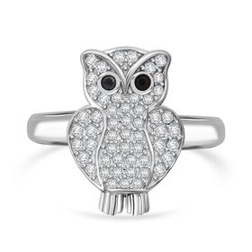 Lustro Stella Schwarzer Zirkonia, Weißer Zirkonia Ring 925 Silber rhodiniert (Größe 21.00)