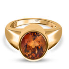 Madeira Citrin Solitär Ring 925 Silber vergoldet (Größe 16.00) ca. 3,23 ct