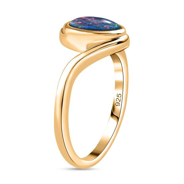 Boulder Opal Triplett Ring, 925 Silber vergoldet - 0,94 ct. image number 5