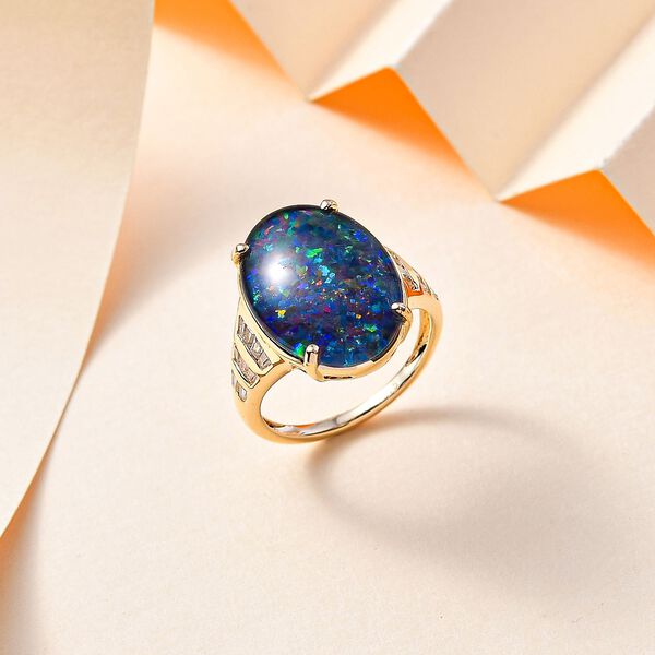 Boulder Opal Triplett und Zirkon Ring - 7,14 ct. image number 2