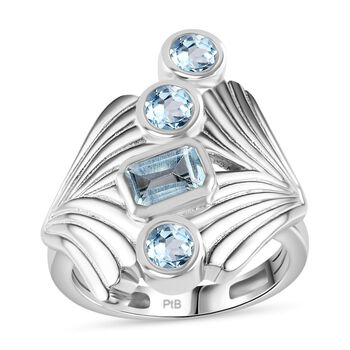 Himmelblauer Topas Ring Messing (Gr&ouml;&szlig;e 18.00) ca. 1,72 ct