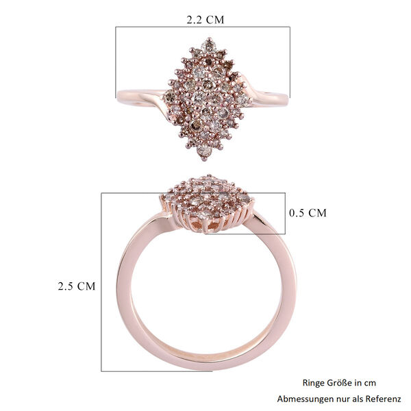 Champagner Diamant Ring 925 Silber Roségold Vermeil image number 4